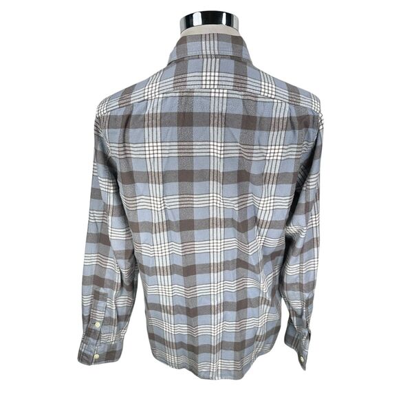 J.Crew Flannel Shirt Mens Medium Gray Blue Plaid Long Sleeve Button Up Cotton - Picture 5 of 10